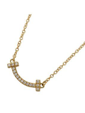 Tiffany & Co Necklace T Smile Mini 18K Yellow Gold Diamond